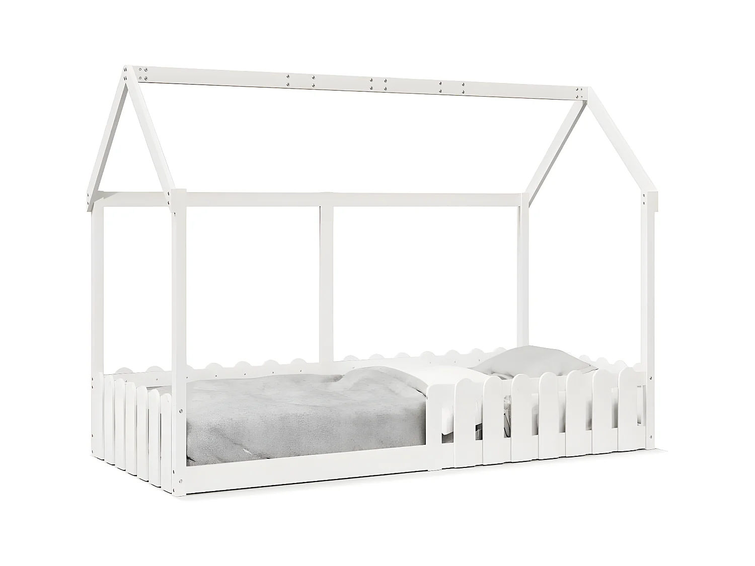 Cadre de lit d'enfants forme de maison 90x200cm bois massif pin