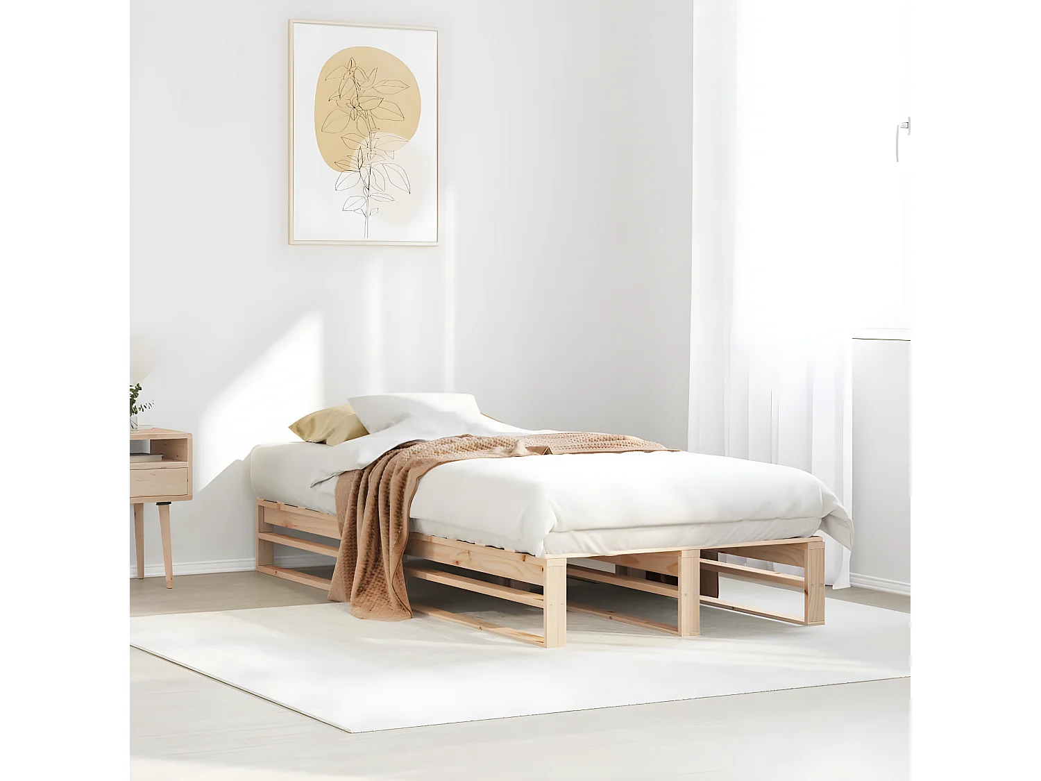 Estructura de cama sin colchón madera maciza de pino 90x200 cm