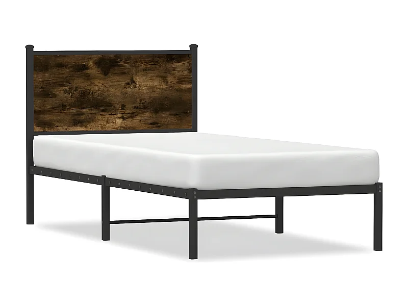 Estrutura de cama com cabeceira 80x200 cm metal carvalho fumado