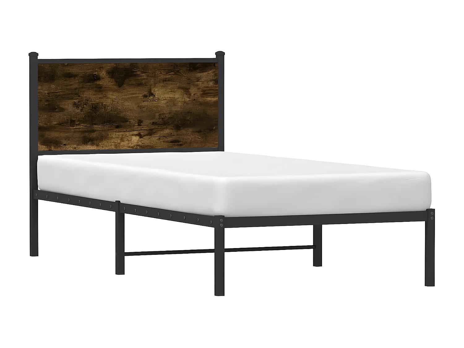 Cadre de lit en métal avec tête de lit chêne fumé 80x200 cm