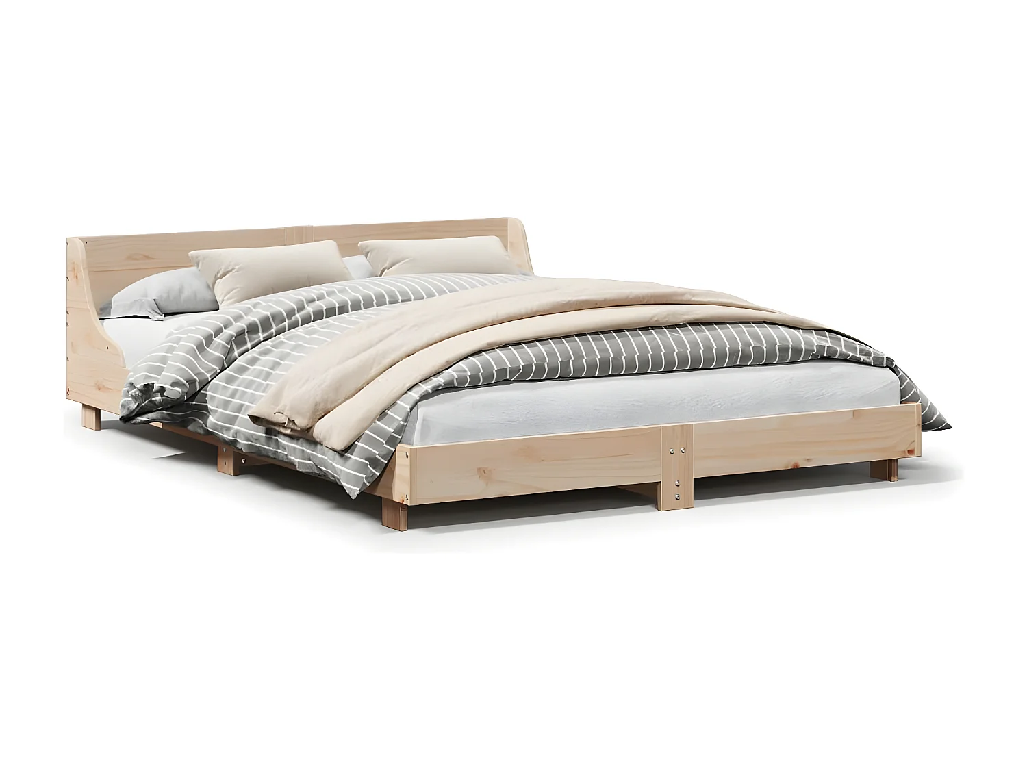 Cama sem colchão 140x190 cm madeira de pinho maciça