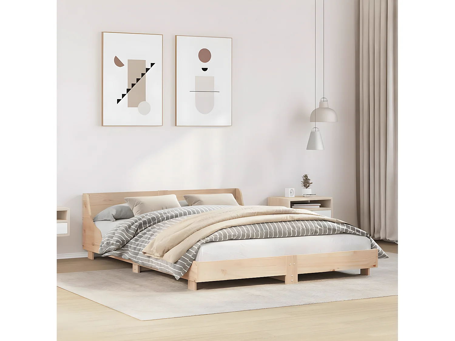 Estructura de cama sin colchón madera maciza de pino 140x190 cm