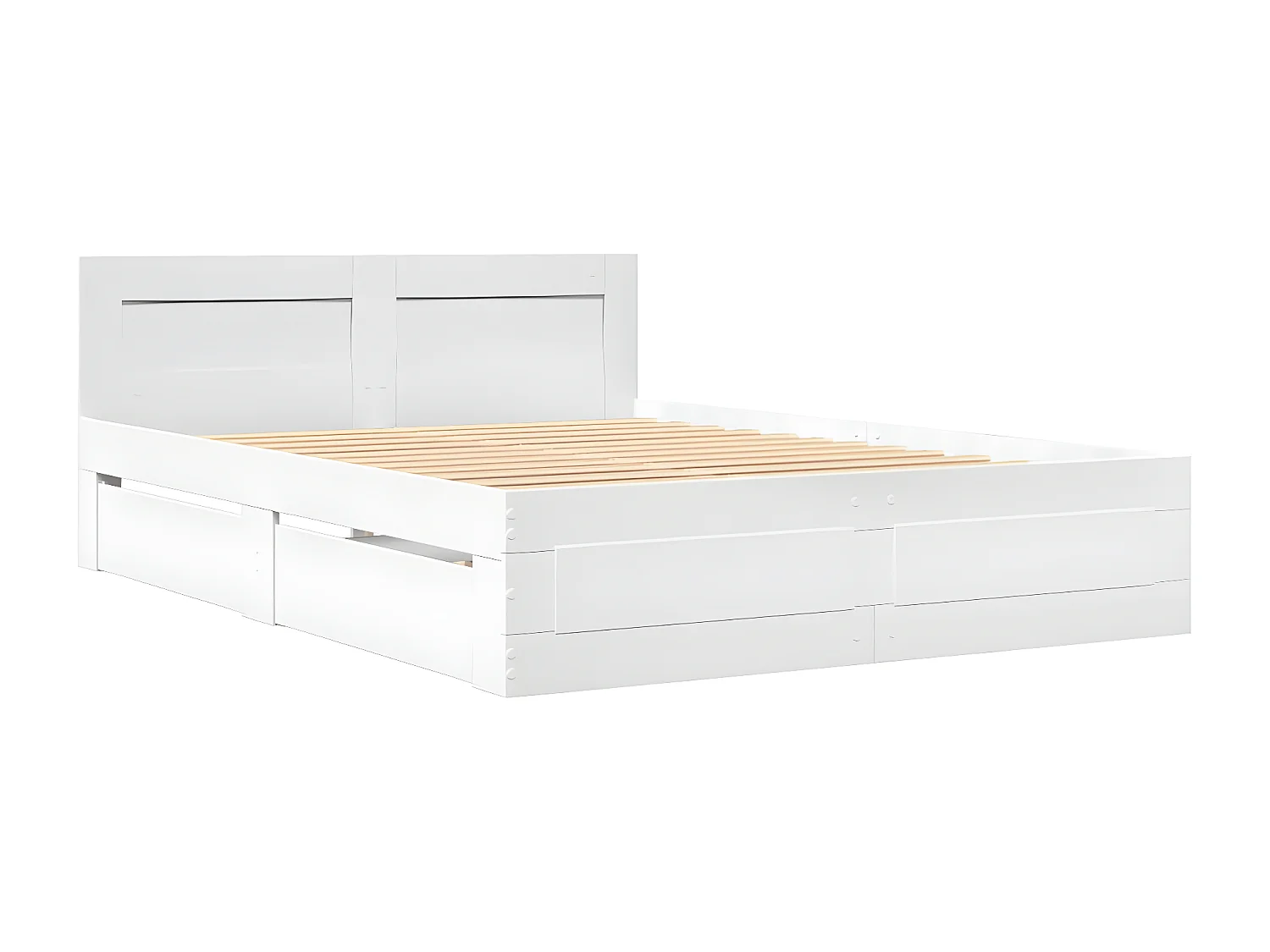 Cadre de lit avec tête de lit blanc 120x190cm bois d'ingénierie