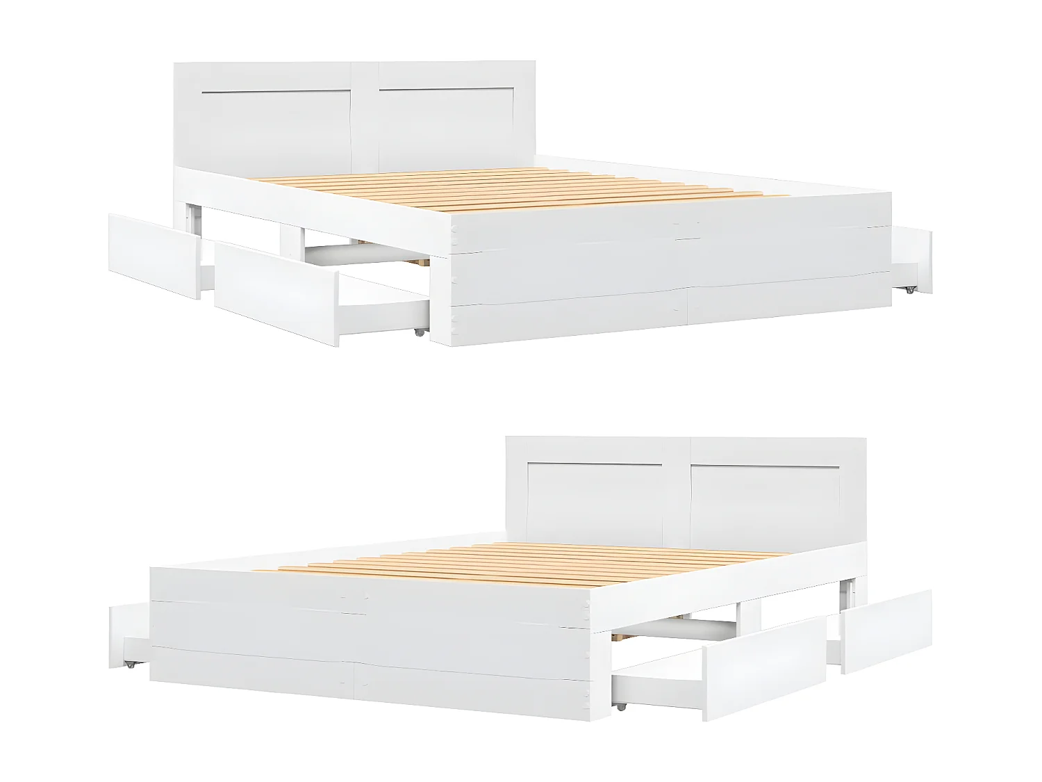 Estructura cama con cabecero madera ingeniería blanco 120x190cm