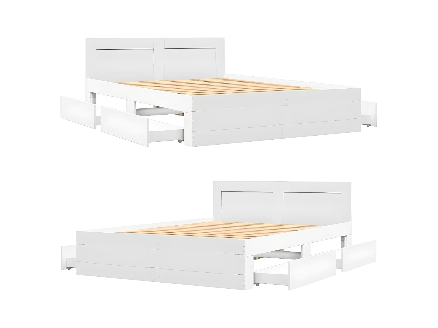 Estructura cama con cabecero madera ingeniería blanco 140x190cm