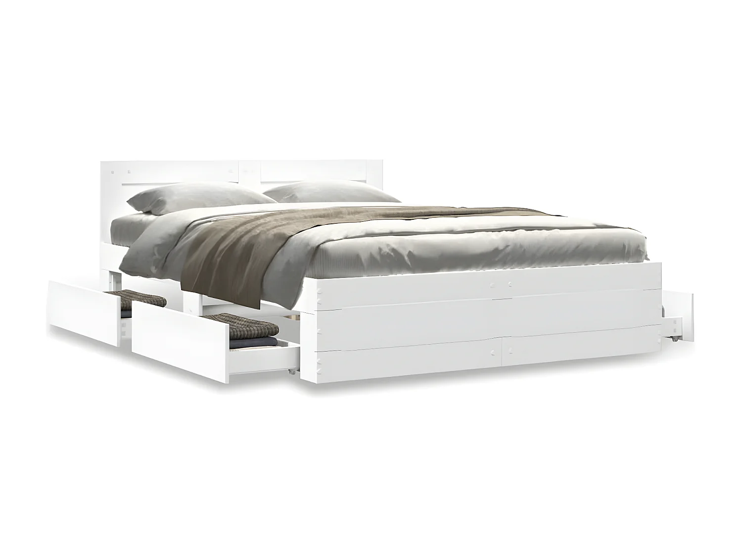 Estrutura cama c/ cabeceira 140x190 cm derivados madeira branco