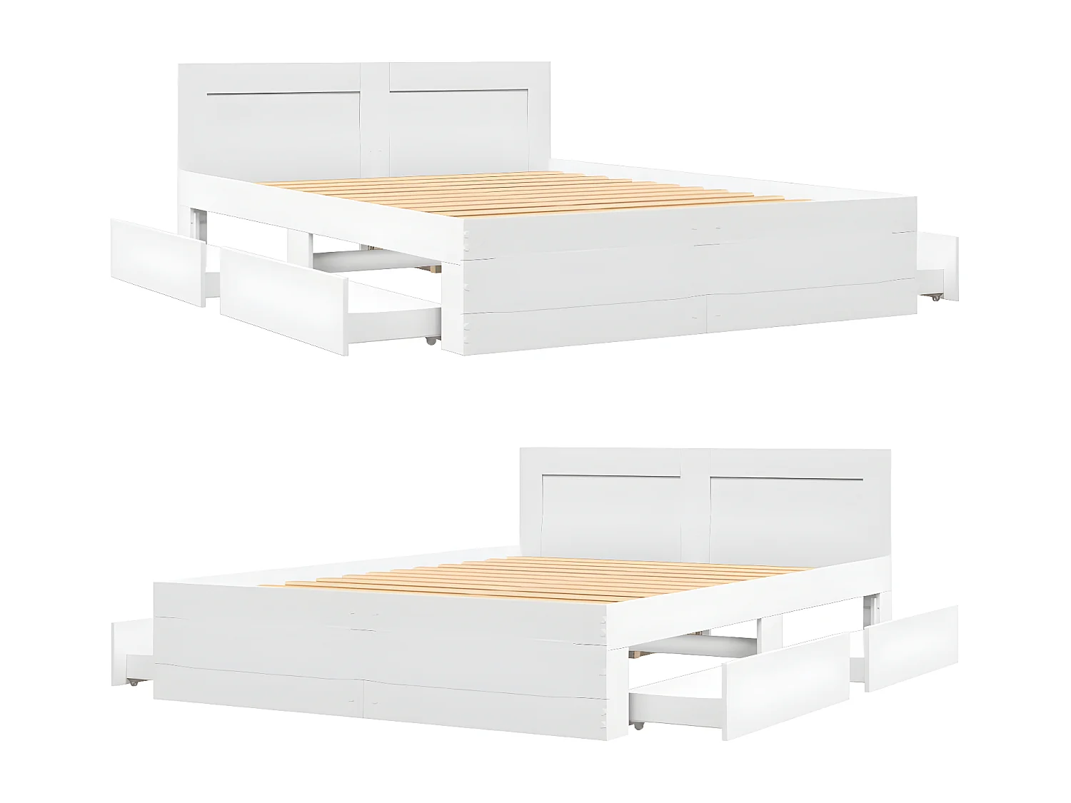 Estrutura cama c/ cabeceira 140x190 cm derivados madeira branco