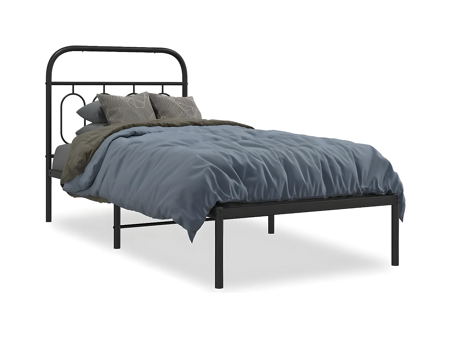 Estrutura de cama com cabeceira 90x190 cm metal preto