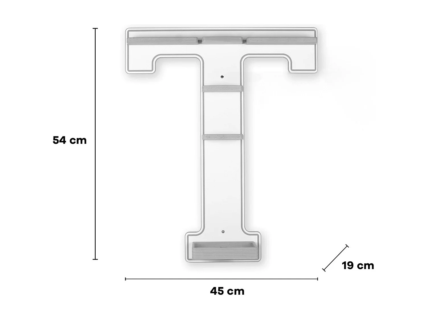 Wall Rack BOARTI Buchstabe White H. 54 x W. 45 x D. 19 cm