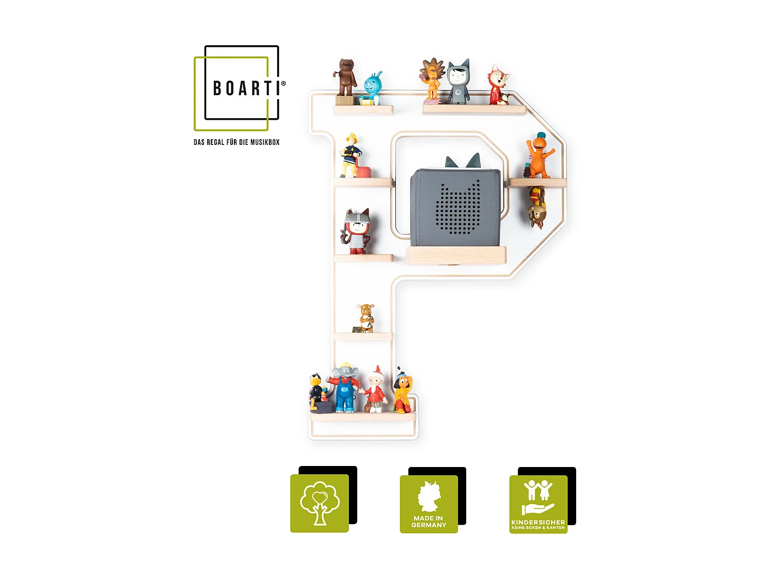 Holz Regal Buchstabe P für Toniebox Tonies Figuren