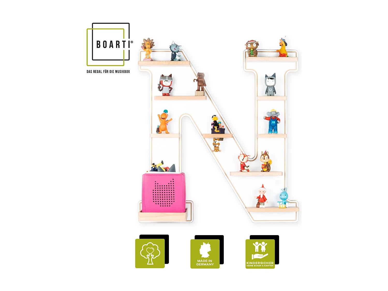 Etagère lettre N pour boîte audio tonies