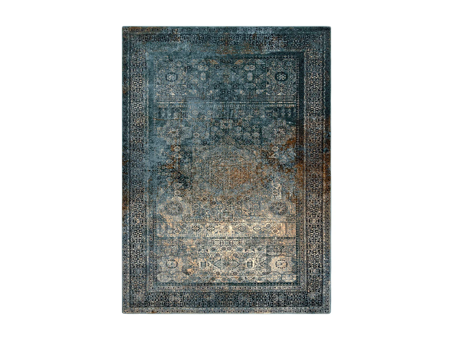 Tapis en laine OMEGA Mamluk Vintage, rougette bleu foncé 135x200 cm