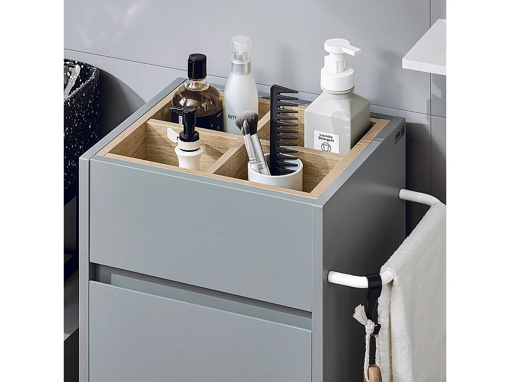 SoBuy Mobiletto portabiancheria Portabiancheria rimovibile Cesto della biancheria Mobiletto del bagno Grigio 35x30x90cm BZR159-DG