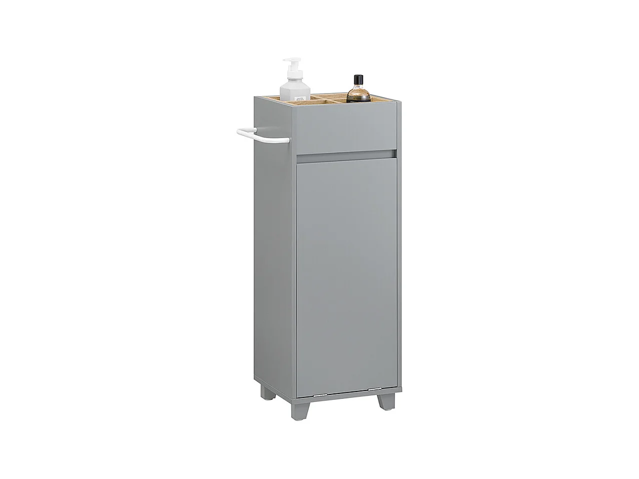 SoBuy BZR159-DG Armoire à Linge Meuble Bas de Salle de Bain Corbeille à Linge Meuble de Rangement