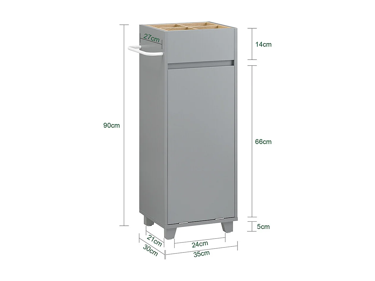 SoBuy BZR159-DG Armoire à Linge Meuble Bas de Salle de Bain Corbeille à Linge Meuble de Rangement