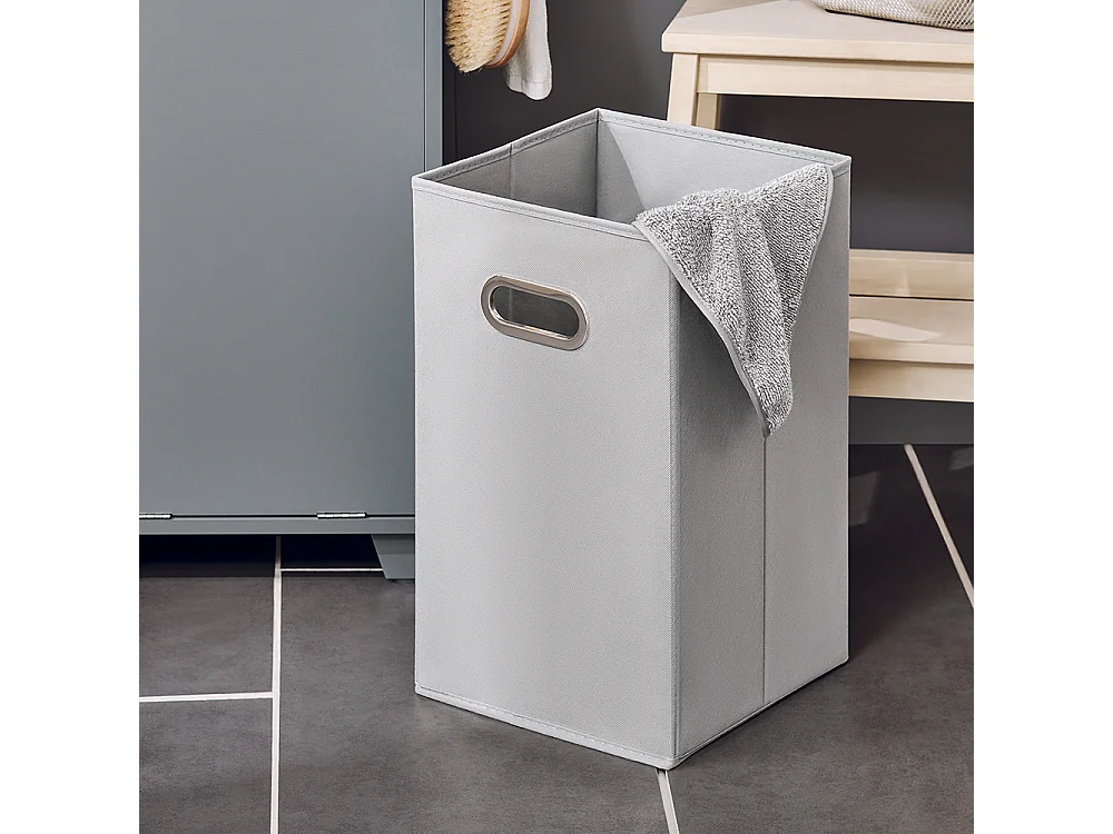 SoBuy BZR159-DG Armoire à Linge Meuble Bas de Salle de Bain Corbeille à Linge Meuble de Rangement