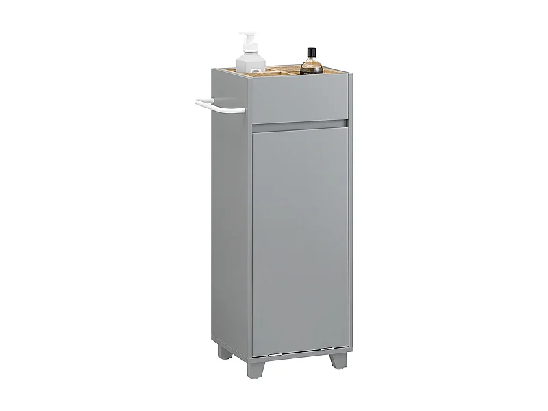 SoBuy BZR159-DG Armoire à Linge Meuble Bas de Salle de Bain Corbeille à Linge Meuble de Rangement
