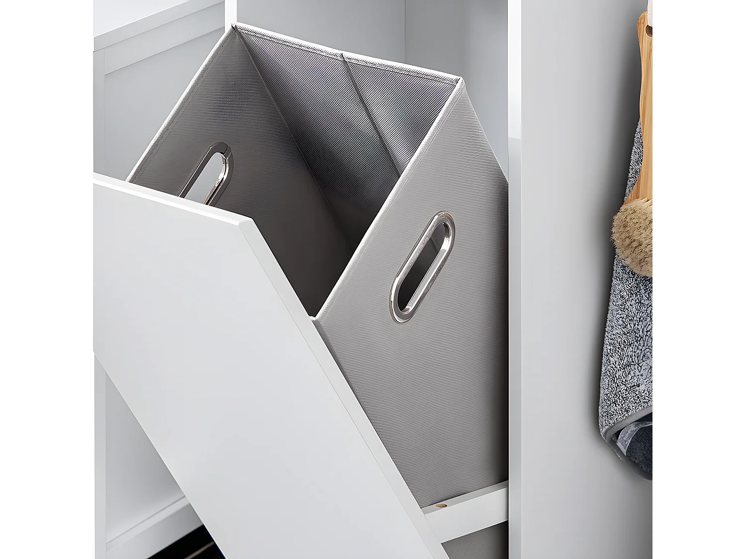 SoBuy Mobiletto portabiancheria Portabiancheria rimovibile Cesto della biancheria Mobiletto del bagno Bianco 35x30x90cm BZR159-W