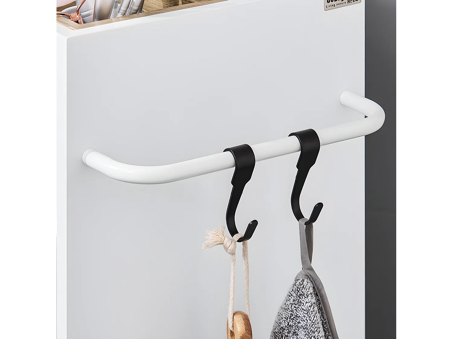 SoBuy Mobiletto portabiancheria Portabiancheria rimovibile Cesto della biancheria Mobiletto del bagno Bianco 35x30x90cm BZR159-W