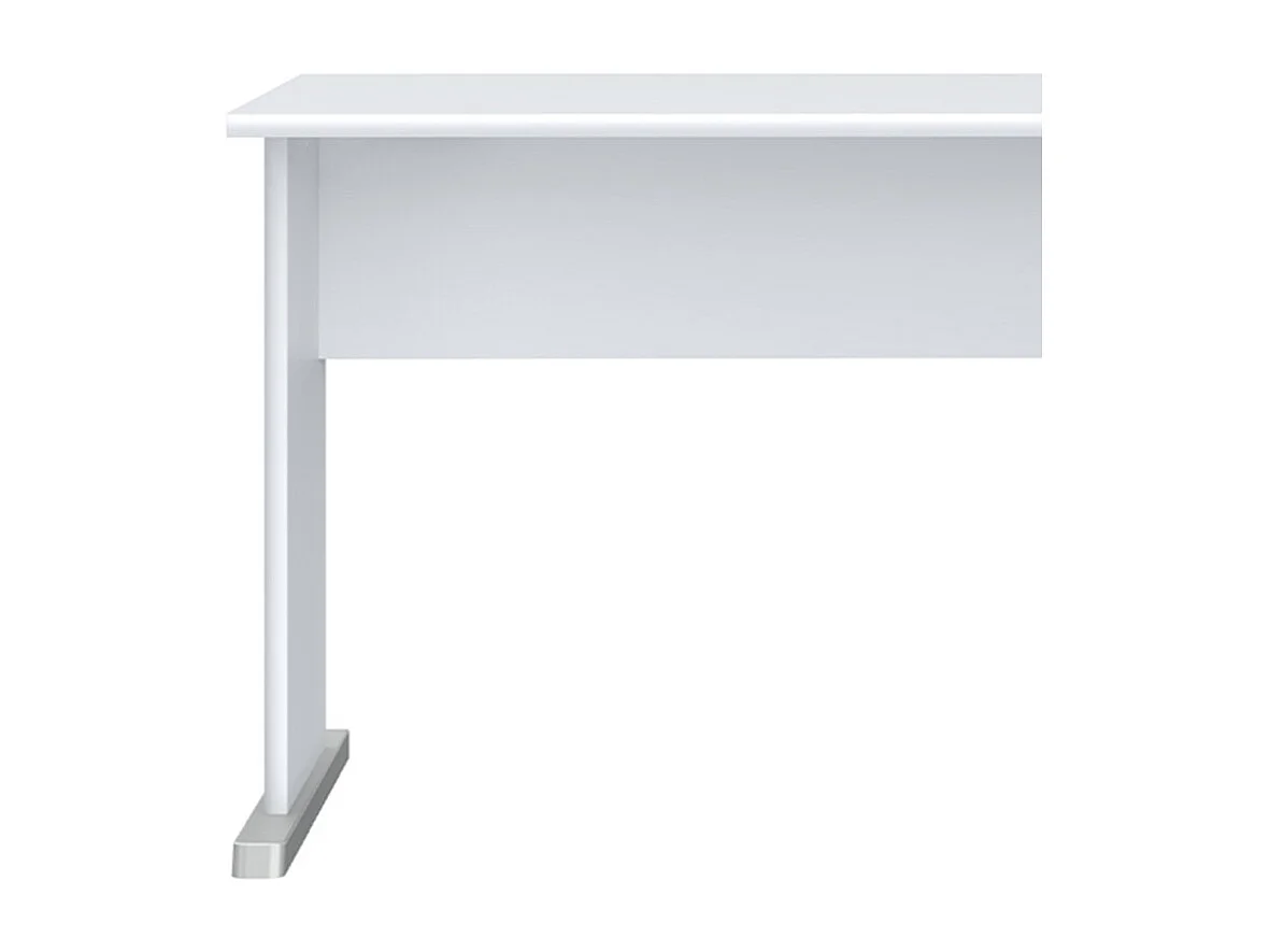 Bureau L. 108 cm décor blanc avec piètement effet aluminium - MARIA