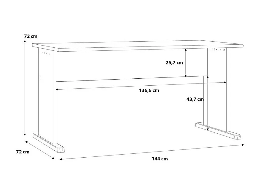 Bureau L. 144 cm décor chêne sonoma et pieds effet aluminium - MARIA