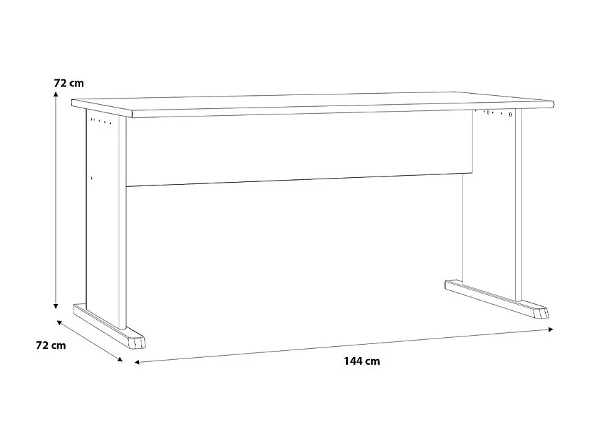 Bureau L. 144 cm décor blanc avec piètement effet aluminium - MARIA