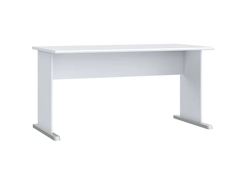 Bureau L. 144 cm décor blanc avec piètement effet aluminium - MARIA