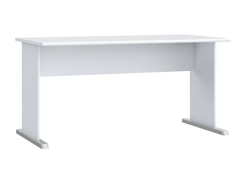 Bureau L. 144 cm décor blanc avec piètement effet aluminium - MARIA