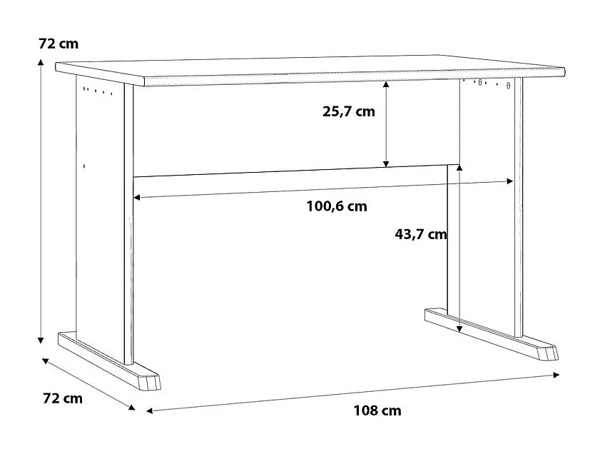 Bureau L. 108 cm décor chêne artisan avec piètement noir - MARIA