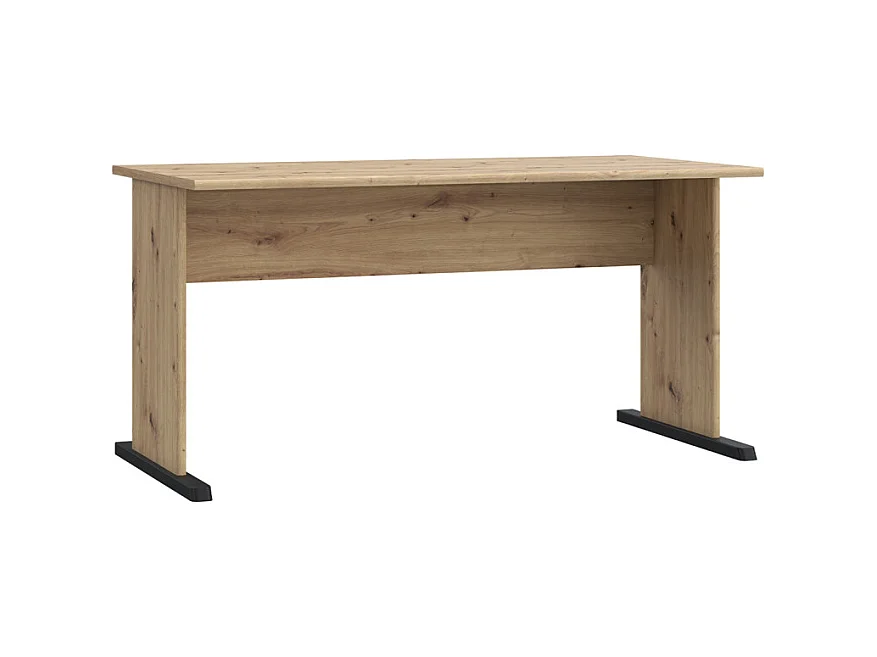 Bureau L. 144 cm décor chêne artisan avec piètement noir - MARIA