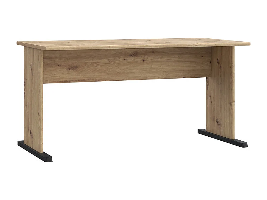 Bureau L. 144 cm décor chêne artisan avec piètement noir - MARIA