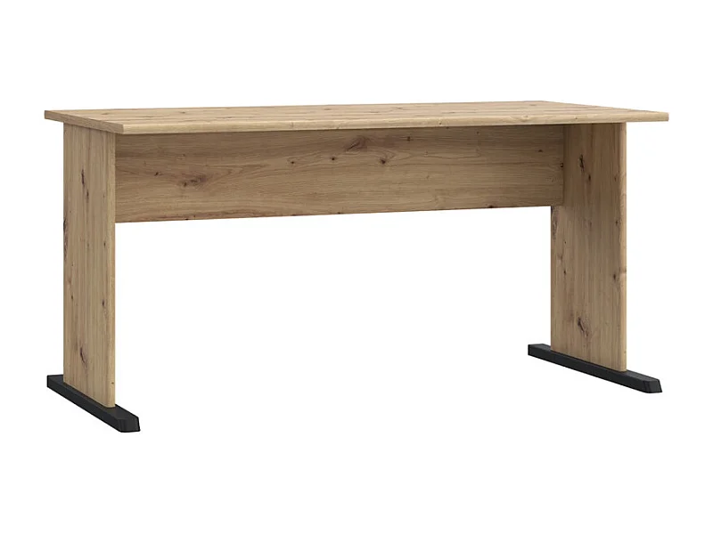 Bureau L. 144 cm décor chêne artisan avec piètement noir - MARIA