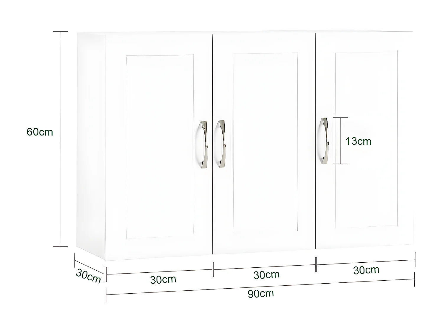 SoBuy Armoire Murale de Salle de Bain, Placard de Rangement, Meuble de Rangement Suspendu, Meuble Haut avec 3 Portes, 90x30x60 cm, Blanc, FRG231-L-W