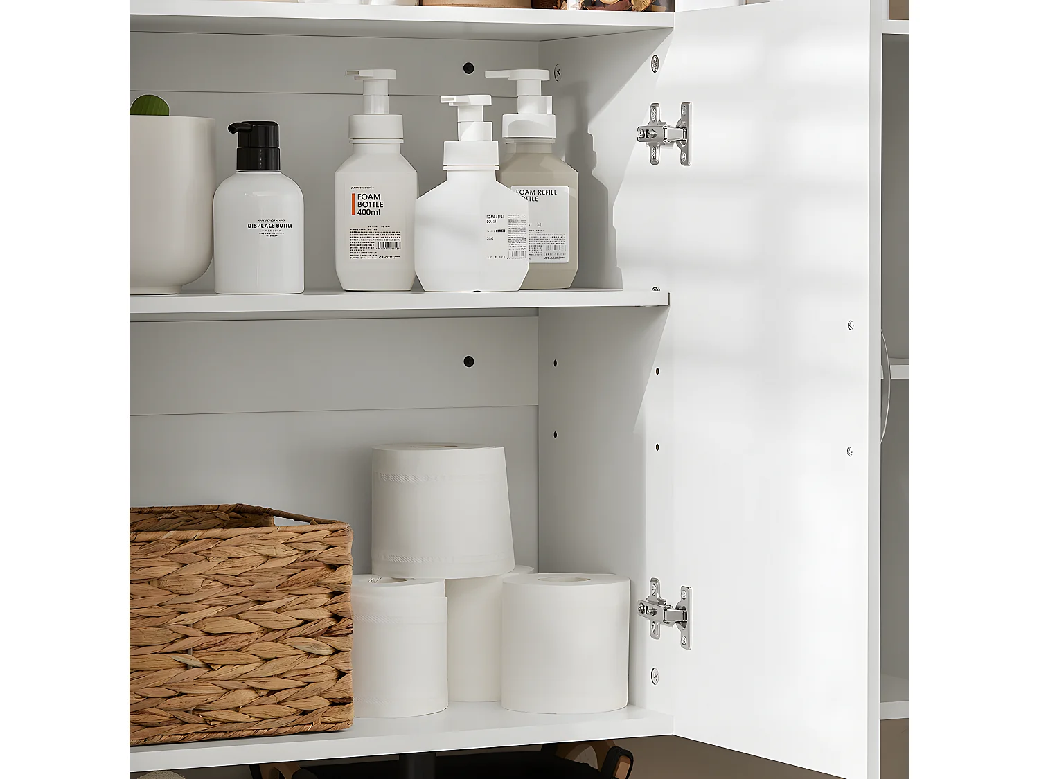 SoBuy Armoire Murale de Salle de Bain, Placard de Rangement, Meuble de Rangement Suspendu, Meuble Haut avec 3 Portes, 90x30x60 cm, Blanc, FRG231-L-W