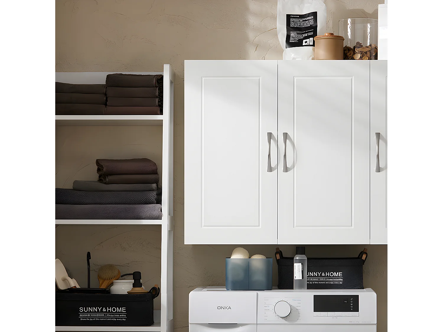 SoBuy Armoire Murale de Salle de Bain, Placard de Rangement, Meuble de Rangement Suspendu, Meuble Haut avec 3 Portes, 90x30x60 cm, Blanc, FRG231-L-W