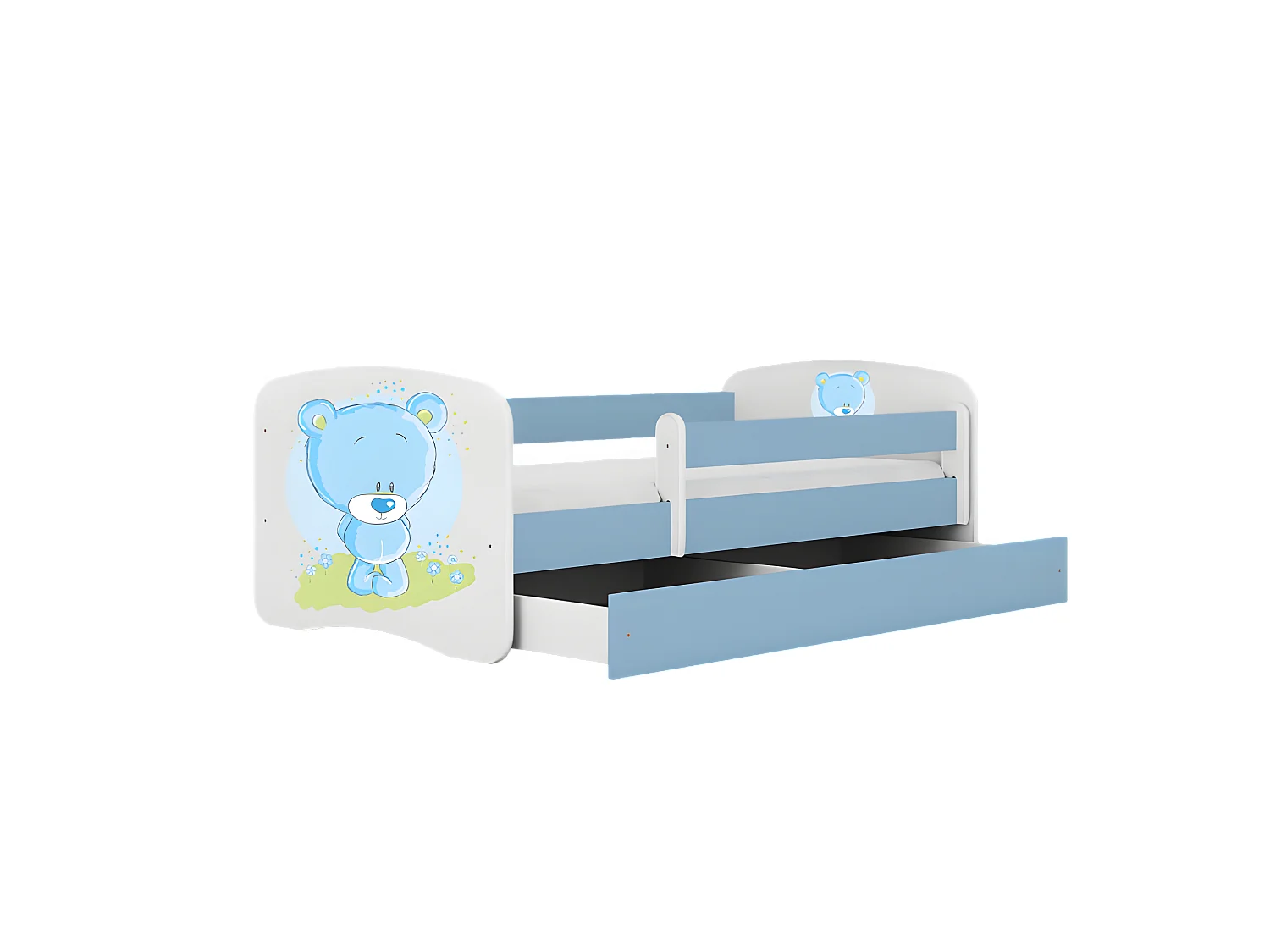 Lit babydreams bleu teddybear sans tiroir avec matelas 140/70