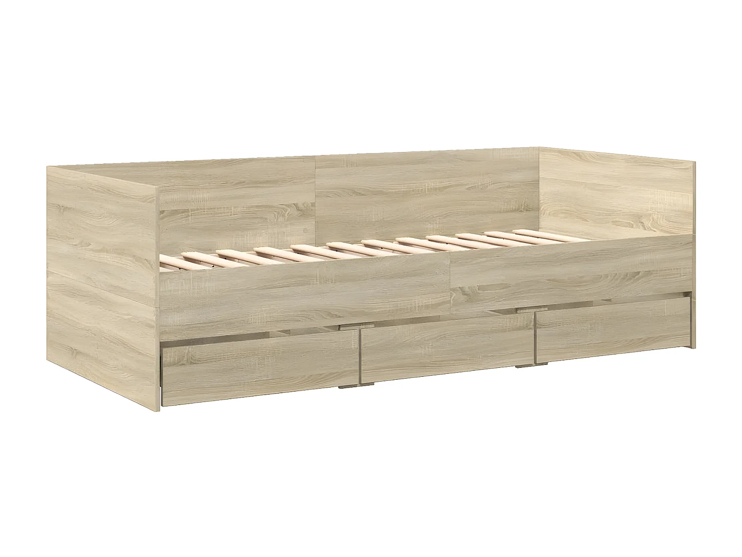 Sofá-cama com gavetas derivados de madeira carvalho sonoma