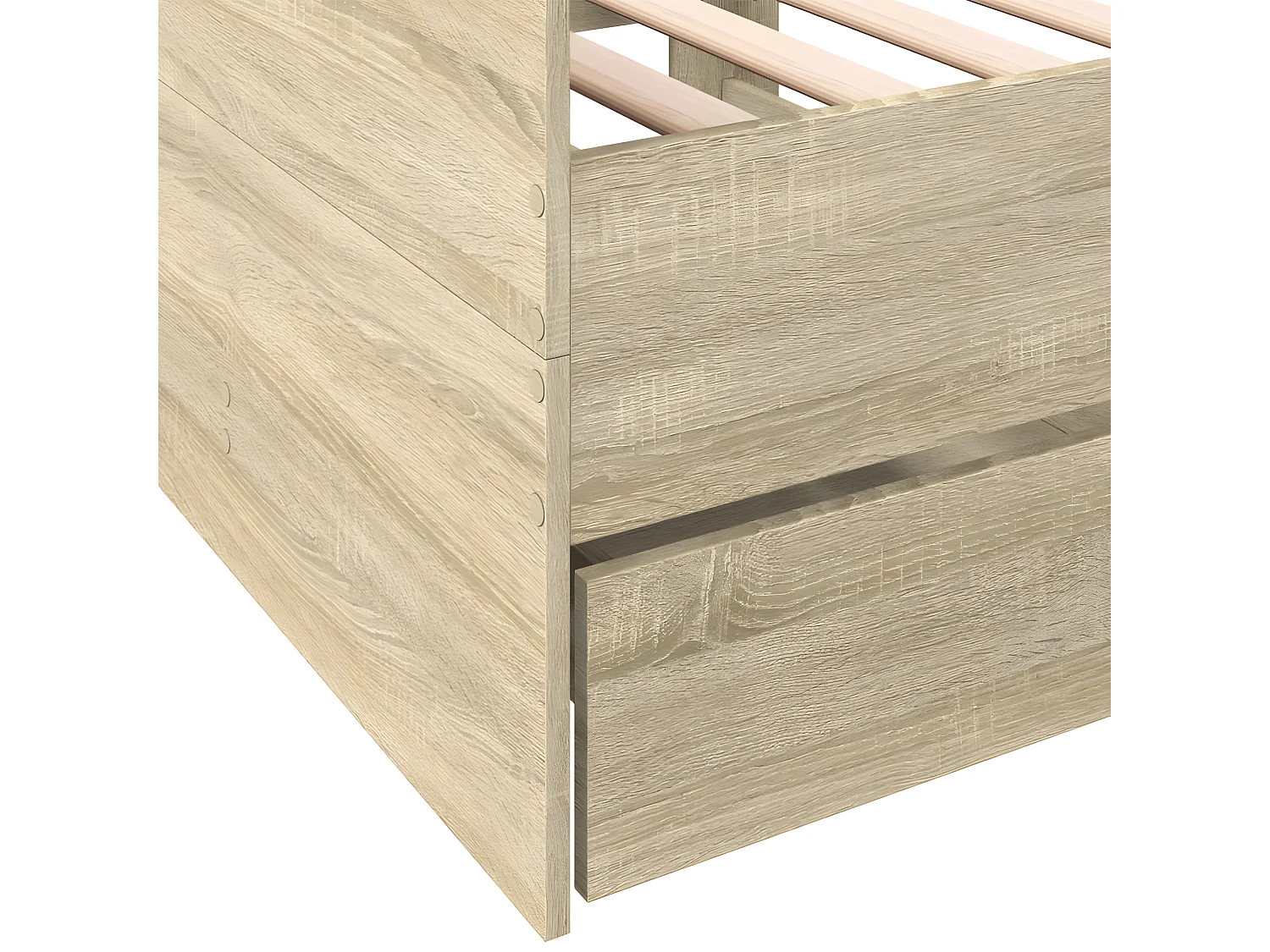 Sofá-cama com gavetas derivados de madeira carvalho sonoma