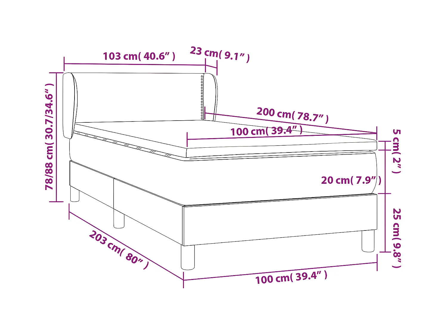 Lit à sommier tapissier avec matelas Vert foncé 100x200 cm