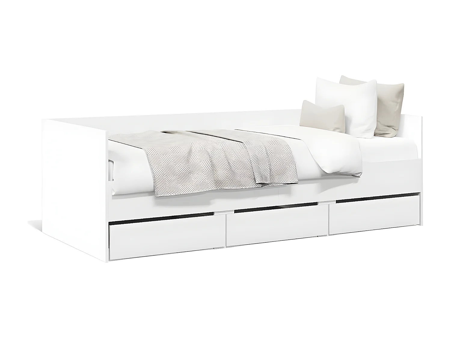 Sofá-cama c/ gavetas 90x200 cm derivados de madeira branco