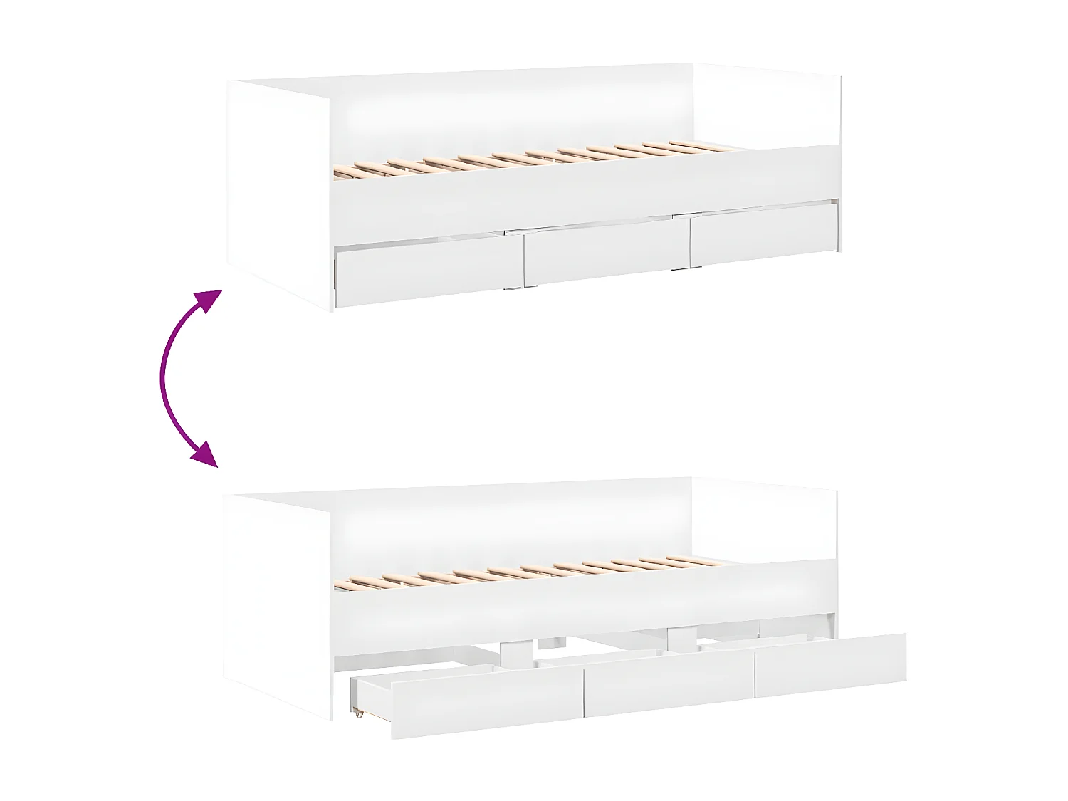 Sofá-cama c/ gavetas 90x200 cm derivados de madeira branco
