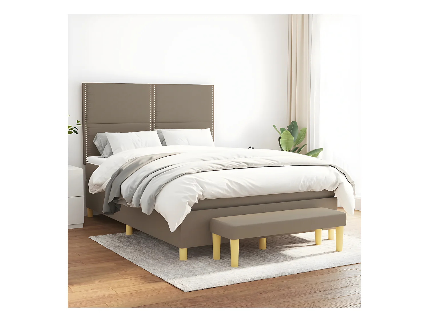 Cama com molas/colchão 140x190 cm tecido castanho-acinzentado