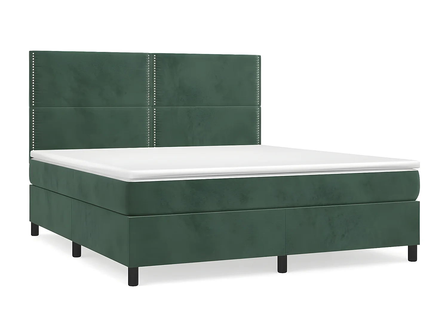 Lit à sommier tapissier et matelas Vert foncé 160x200cm Velours