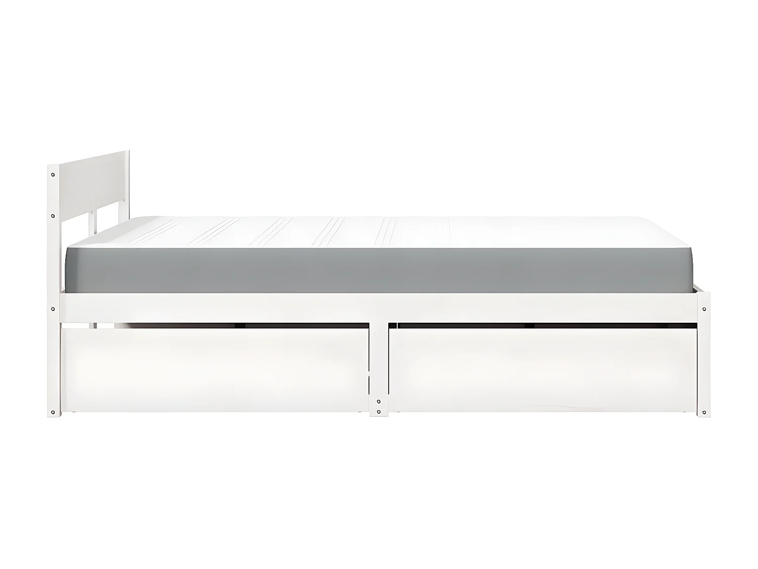 Cama con cajones y colchón madera maciza pino blanco 140x190 cm