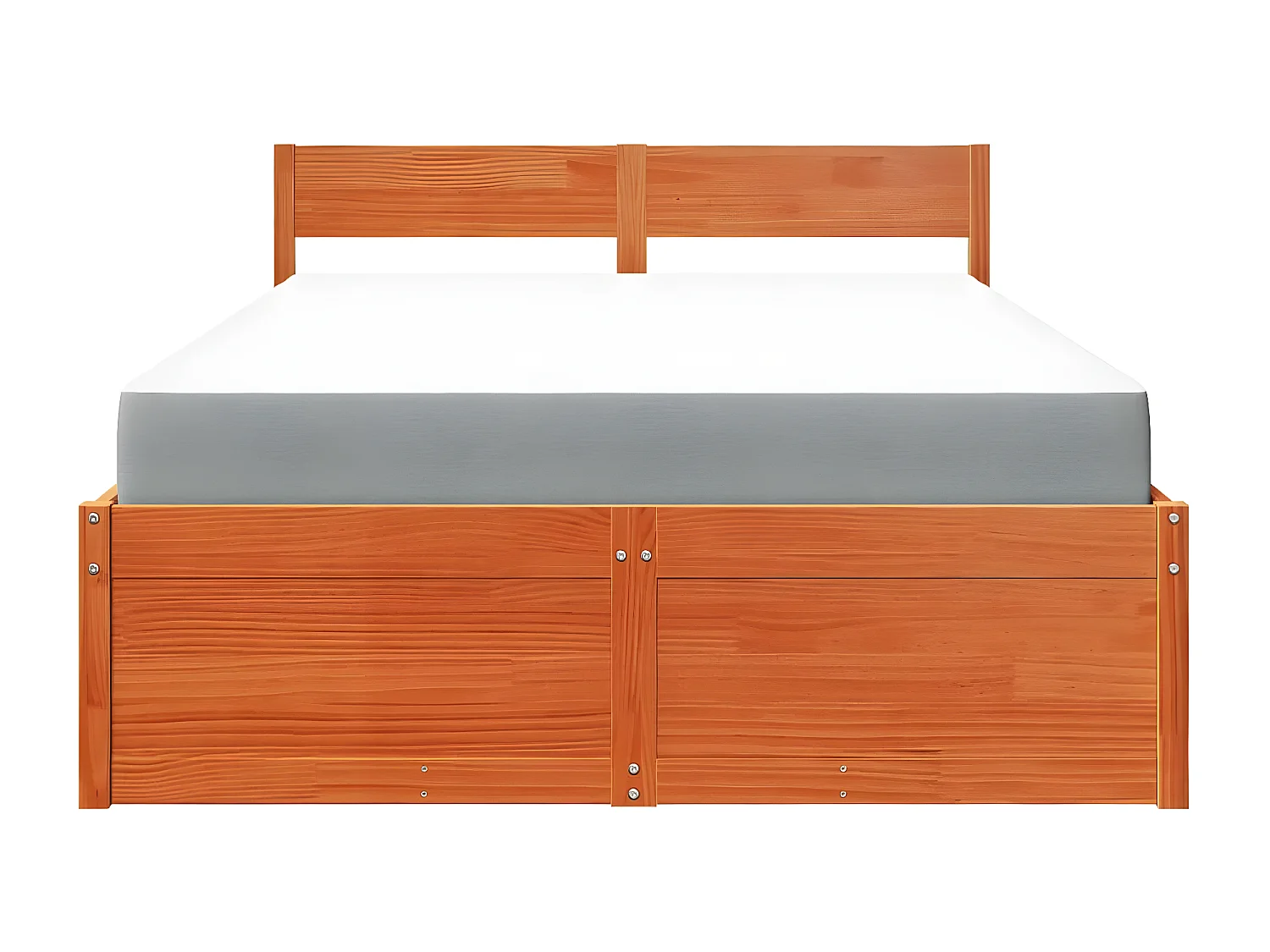 Lit avec tiroirs/matelas cire marron 120x190 cm bois massif pin