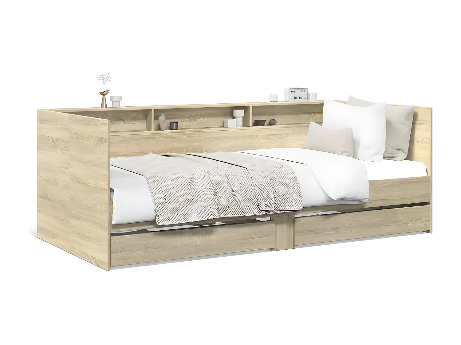 Tumbona con cajones madera ingeniería roble Sonoma 100x200 cm