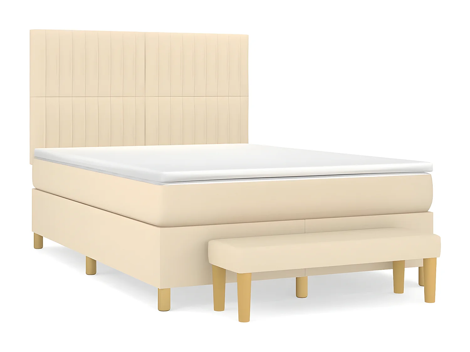 Cama com molas/colchão 140x190 cm tecido cor creme