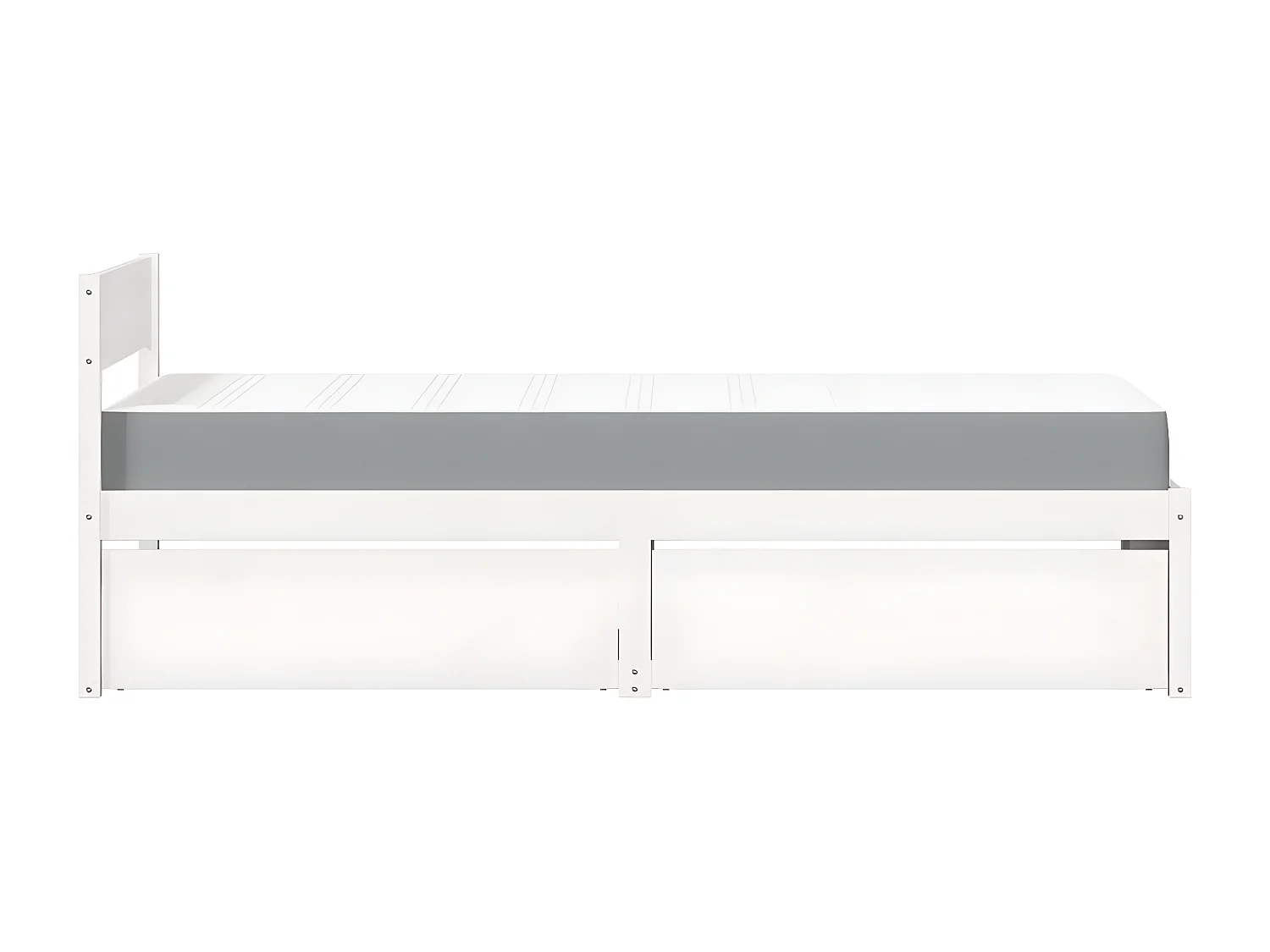 Cama con cajones y colchón madera maciza pino blanca 100x200 cm