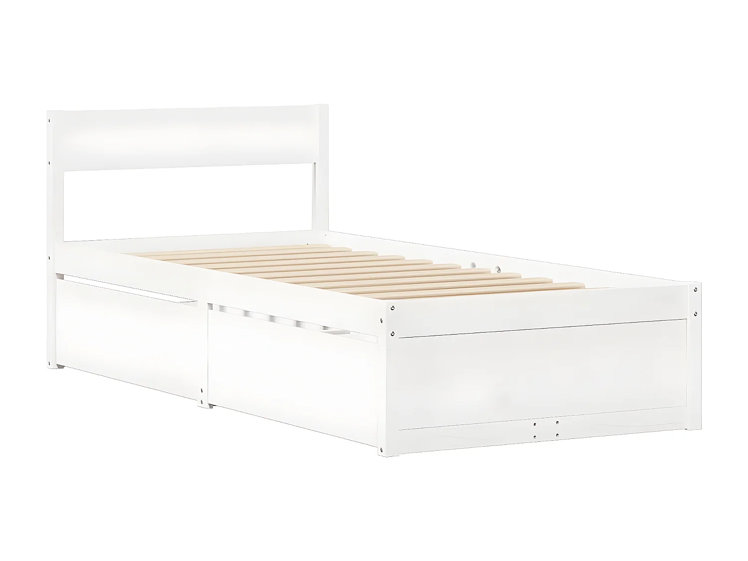 Cama con cajones y colchón madera maciza pino blanca 100x200 cm