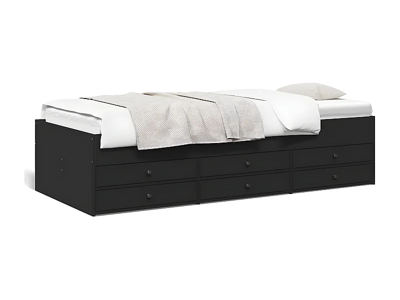 Sofá-cama c/ gavetas 75x190 cm derivados de madeira preto